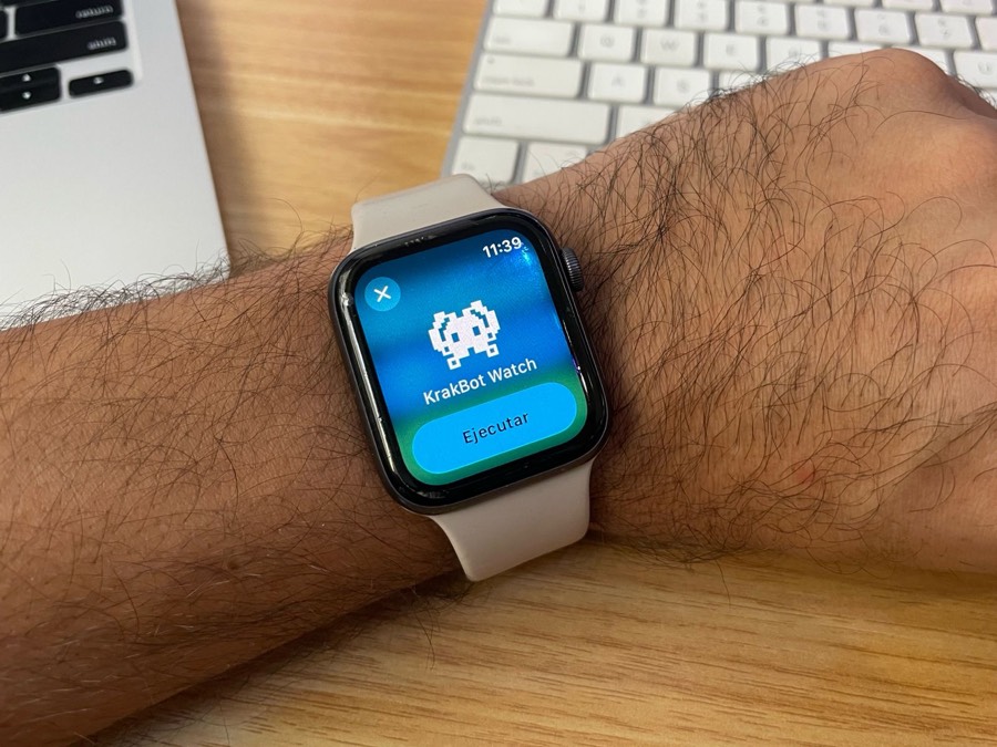 Atajo KrakBot Watch ejecutándose en un Apple Watch